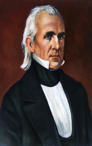 19th century --- President James K. Polk, (1795-1849). An illustrated half-length portrait from a daguerrotype by Matthew Brady. Undated illustration. --- Image by © Bettmann/CORBIS
